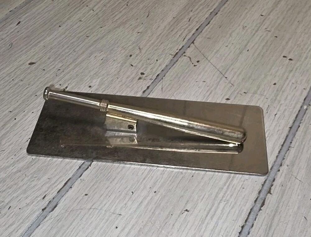 Vintage Baseball Paper Holder 1970s Brass Clip Board Document Novelty Office